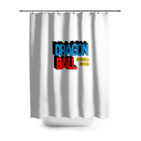 Штора 3D для ванной с принтом Dragon Ball Logo в Курске, 100% полиэстер | плотность материала — 100 г/м2. Стандартный размер — 146 см х 180 см. По верхнему краю — пластиковые люверсы для креплений. В комплекте 10 пластиковых колец | болл | драгон | лого | логотип
