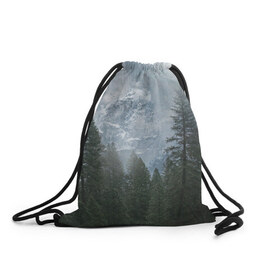 Рюкзак-мешок 3D с принтом лес в Курске, 100% полиэстер | плотность ткани — 200 г/м2, размер — 35 х 45 см; лямки — толстые шнурки, застежка на шнуровке, без карманов и подкладки | лес | мгла | мрачность | темнота | туман