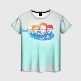 Женская футболка 3D с принтом Coldplay в Курске, 100% полиэфир ( синтетическое хлопкоподобное полотно) | прямой крой, круглый вырез горловины, длина до линии бедер | 