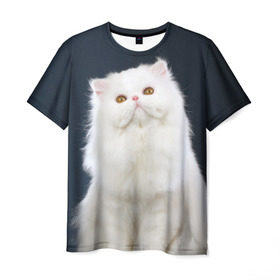 Мужская футболка 3D с принтом Кот в Курске, 100% полиэфир | прямой крой, круглый вырез горловины, длина до линии бедер | домашняя | животное | кот | котэ | кошка