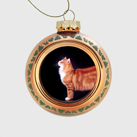 Стеклянный ёлочный шар с принтом Рыжий кот в Курске, Стекло | Диаметр: 80 мм | Тематика изображения на принте: домашняя | животное | кот | котэ | кошка | рыжая