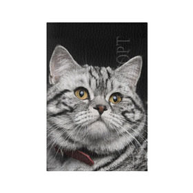 Обложка для паспорта матовая кожа с принтом Кот в Курске, натуральная матовая кожа | размер 19,3 х 13,7 см; прозрачные пластиковые крепления | домашняя | животное | кот | котэ | кошка