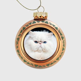 Стеклянный ёлочный шар с принтом Персидский кот в Курске, Стекло | Диаметр: 80 мм | Тематика изображения на принте: домашняя | животное | кот | котэ | кошка | персидский
