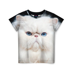 Детская футболка 3D с принтом Персидский кот в Курске, 100% гипоаллергенный полиэфир | прямой крой, круглый вырез горловины, длина до линии бедер, чуть спущенное плечо, ткань немного тянется | домашняя | животное | кот | котэ | кошка | персидский