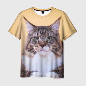 Мужская футболка 3D с принтом Байкун в Курске, 100% полиэфир | прямой крой, круглый вырез горловины, длина до линии бедер | байкун | домашняя | животное | кот | котэ | кошка