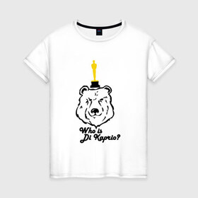 Женская футболка хлопок с принтом Оскар Ди Каприо в Курске, 100% хлопок | прямой крой, круглый вырез горловины, длина до линии бедер, слегка спущенное плечо | 
