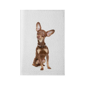Обложка для паспорта матовая кожа с принтом Той-терьер в Курске, натуральная матовая кожа | размер 19,3 х 13,7 см; прозрачные пластиковые крепления | животное | порода | собака | той терьер