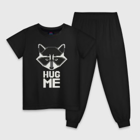 Детская пижама хлопок с принтом Енот HUG ME в Курске, 100% хлопок |  брюки и футболка прямого кроя, без карманов, на брюках мягкая резинка на поясе и по низу штанин
 | енот