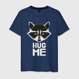 Мужская футболка хлопок с принтом Енот  HUG ME  в Курске, 100% хлопок | прямой крой, круглый вырез горловины, длина до линии бедер, слегка спущенное плечо. | енот