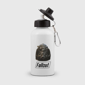 Бутылка спортивная с принтом Fallout в Курске, металл | емкость — 500 мл, в комплекте две пластиковые крышки и карабин для крепления | 