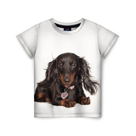 Детская футболка 3D с принтом Карликовая такса в Курске, 100% гипоаллергенный полиэфир | прямой крой, круглый вырез горловины, длина до линии бедер, чуть спущенное плечо, ткань немного тянется | животное | карликовая такса | порода | собака