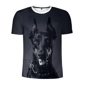Мужская футболка 3D спортивная с принтом Доберман в Курске, 100% полиэстер с улучшенными характеристиками | приталенный силуэт, круглая горловина, широкие плечи, сужается к линии бедра | доберман | животное | порода | собака