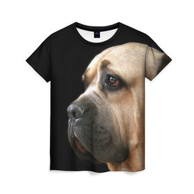 Женская футболка 3D с принтом Канне корсо в Курске, 100% полиэфир ( синтетическое хлопкоподобное полотно) | прямой крой, круглый вырез горловины, длина до линии бедер | животное | канне корсо | порода | собака