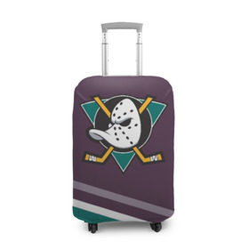 Чехол для чемодана 3D с принтом Anaheim Ducks Selanne в Курске, 86% полиэфир, 14% спандекс | двустороннее нанесение принта, прорези для ручек и колес | anaheim ducks | hockey | nhl | нхл | спорт | хоккей