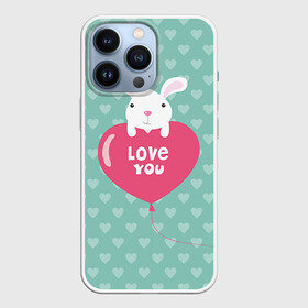 Чехол для iPhone 13 Pro с принтом Влюбленный зайка в Курске,  |  | 14 февраля | love | love you | валентин | влюбленные | день святого валентина | зайчики | заяц | лав | любовь | подарок девушке | подарок парню
