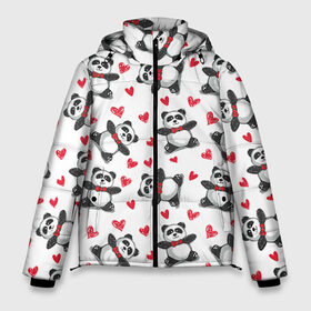 Мужская зимняя куртка 3D с принтом Панда и любовь в Курске, верх — 100% полиэстер; подкладка — 100% полиэстер; утеплитель — 100% полиэстер | длина ниже бедра, свободный силуэт Оверсайз. Есть воротник-стойка, отстегивающийся капюшон и ветрозащитная планка. 

Боковые карманы с листочкой на кнопках и внутренний карман на молнии. | 14 февраля | bears | love | love you | валентин | влюбленные | день святого валентина | лав | любовь | медведб | медведи | мишки | подарок девушке | подарок парню