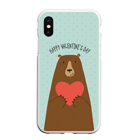 Чехол для iPhone XS Max матовый с принтом Медведь с сердцем в Курске, Силикон | Область печати: задняя сторона чехла, без боковых панелей | Тематика изображения на принте: 14 февраля | bears | love | love you | валентин | влюбленные | день святого валентина | лав | любовь | медведб | медведи | мишки | подарок девушке | подарок парню
