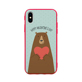 Чехол для Apple iPhone X силиконовый матовый с принтом Медведь с сердцем в Курске, Силикон | Печать на задней стороне чехла, без боковой панели | Тематика изображения на принте: 14 февраля | bears | love | love you | валентин | влюбленные | день святого валентина | лав | любовь | медведб | медведи | мишки | подарок девушке | подарок парню