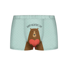 Мужские трусы 3D с принтом Медведь с сердцем в Курске, 50% хлопок, 50% полиэстер | классическая посадка, на поясе мягкая тканевая резинка | 14 февраля | bears | love | love you | валентин | влюбленные | день святого валентина | лав | любовь | медведб | медведи | мишки | подарок девушке | подарок парню