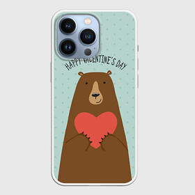 Чехол для iPhone 13 Pro с принтом Медведь с сердцем в Курске,  |  | Тематика изображения на принте: 14 февраля | bears | love | love you | валентин | влюбленные | день святого валентина | лав | любовь | медведб | медведи | мишки | подарок девушке | подарок парню
