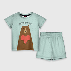 Детский костюм с шортами 3D с принтом Медведь с сердцем в Курске,  |  | 14 февраля | bears | love | love you | валентин | влюбленные | день святого валентина | лав | любовь | медведб | медведи | мишки | подарок девушке | подарок парню