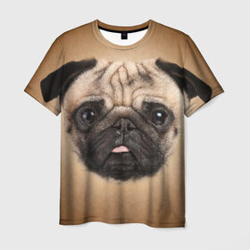 Мужская футболка 3D с принтом Мопс в Курске, 100% полиэфир | прямой крой, круглый вырез горловины, длина до линии бедер | животное | мопс | порода | собака