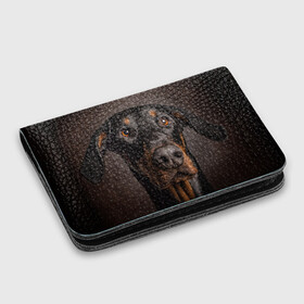 Картхолдер с принтом с принтом Доберман в Курске, натуральная матовая кожа | размер 7,3 х 10 см; кардхолдер имеет 4 кармана для карт; | доберман | животное | порода | собака
