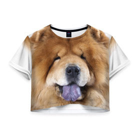 Женская футболка 3D укороченная с принтом Чау-чау в Курске, 100% полиэстер | круглая горловина, длина футболки до линии талии, рукава с отворотами | животное | порода | собака | чау чау