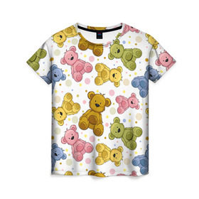 Женская футболка 3D с принтом Медвежата в Курске, 100% полиэфир ( синтетическое хлопкоподобное полотно) | прямой крой, круглый вырез горловины, длина до линии бедер | 14 февраля | bears | teddy | валентин | день святого валентина | игрушки | медведи | милый | мимими | мишка | мишки | подарки | подарок | подарок девушке | подарок парню | тедди