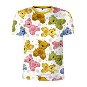 Мужская футболка 3D спортивная с принтом Медвежата в Курске, 100% полиэстер с улучшенными характеристиками | приталенный силуэт, круглая горловина, широкие плечи, сужается к линии бедра | Тематика изображения на принте: 14 февраля | bears | teddy | валентин | день святого валентина | игрушки | медведи | милый | мимими | мишка | мишки | подарки | подарок | подарок девушке | подарок парню | тедди