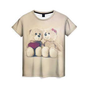 Женская футболка 3D с принтом Love teddy bears в Курске, 100% полиэфир ( синтетическое хлопкоподобное полотно) | прямой крой, круглый вырез горловины, длина до линии бедер | 14 февраля | bears | teddy | валентин | день святого валентина | игрушки | медведи | милый | мимими | мишка | мишки | подарки | подарок | подарок девушке | подарок парню | тедди