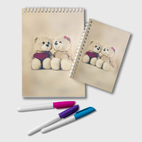 Блокнот с принтом Love teddy bears в Курске, 100% бумага | 48 листов, плотность листов — 60 г/м2, плотность картонной обложки — 250 г/м2. Листы скреплены удобной пружинной спиралью. Цвет линий — светло-серый
 | 14 февраля | bears | teddy | валентин | день святого валентина | игрушки | медведи | милый | мимими | мишка | мишки | подарки | подарок | подарок девушке | подарок парню | тедди