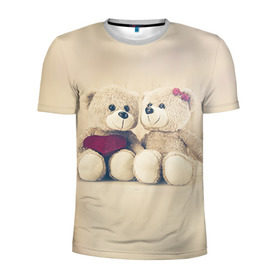 Мужская футболка 3D спортивная с принтом Love teddy bears в Курске, 100% полиэстер с улучшенными характеристиками | приталенный силуэт, круглая горловина, широкие плечи, сужается к линии бедра | 14 февраля | bears | teddy | валентин | день святого валентина | игрушки | медведи | милый | мимими | мишка | мишки | подарки | подарок | подарок девушке | подарок парню | тедди