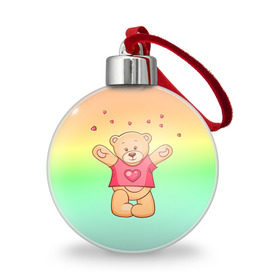 Ёлочный шар с принтом Funny Bear в Курске, Пластик | Диаметр: 77 мм | 14 февраля | bears | teddy | валентин | день святого валентина | игрушки | медведи | милый | мимими | мишка | мишки | подарки | подарок | подарок девушке | подарок парню | тедди