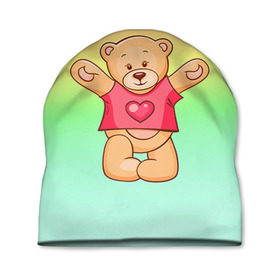 Шапка 3D с принтом Funny Bear в Курске, 100% полиэстер | универсальный размер, печать по всей поверхности изделия | 14 февраля | bears | teddy | валентин | день святого валентина | игрушки | медведи | милый | мимими | мишка | мишки | подарки | подарок | подарок девушке | подарок парню | тедди