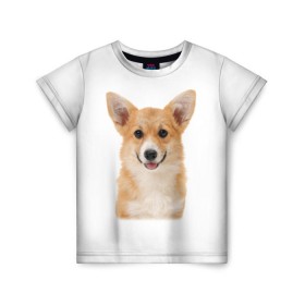 Детская футболка 3D с принтом Пемброк-вельш-корги в Курске, 100% гипоаллергенный полиэфир | прямой крой, круглый вырез горловины, длина до линии бедер, чуть спущенное плечо, ткань немного тянется | животное | пемброк вельш корги | порода | собака