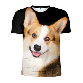 Мужская футболка 3D спортивная с принтом Пемброк-вельш-корги в Курске, 100% полиэстер с улучшенными характеристиками | приталенный силуэт, круглая горловина, широкие плечи, сужается к линии бедра | Тематика изображения на принте: животное | пемброк вельш корги | порода | собака