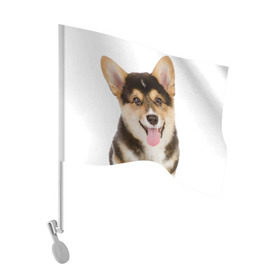 Флаг для автомобиля с принтом Пемброк-вельш-корги в Курске, 100% полиэстер | Размер: 30*21 см | животное | пемброк вельш корги | порода | собака