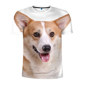 Мужская футболка 3D спортивная с принтом Пемброк-вельш-корги в Курске, 100% полиэстер с улучшенными характеристиками | приталенный силуэт, круглая горловина, широкие плечи, сужается к линии бедра | животное | пемброк вельш корги | порода | собака