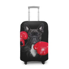 Чехол для чемодана 3D с принтом Французский бульдог в Курске, 86% полиэфир, 14% спандекс | двустороннее нанесение принта, прорези для ручек и колес | бокс | перчатки | собака | французский бульдог
