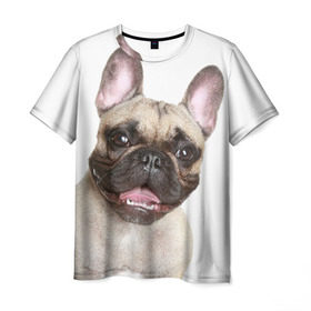 Мужская футболка 3D с принтом Французский бульдог в Курске, 100% полиэфир | прямой крой, круглый вырез горловины, длина до линии бедер | животное | порода | собака | французский бульдог