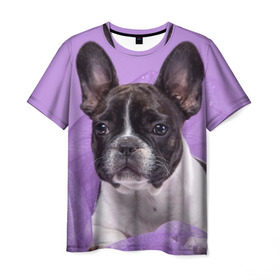 Мужская футболка 3D с принтом Французский бульдог в Курске, 100% полиэфир | прямой крой, круглый вырез горловины, длина до линии бедер | Тематика изображения на принте: животное | порода | собака | французский бульдог