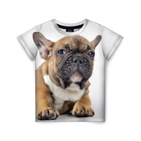Детская футболка 3D с принтом Французский бульдог в Курске, 100% гипоаллергенный полиэфир | прямой крой, круглый вырез горловины, длина до линии бедер, чуть спущенное плечо, ткань немного тянется | животное | порода | собака | французский бульдог