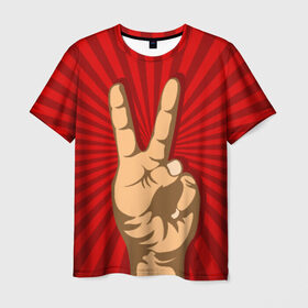 Мужская футболка 3D с принтом Всё Peace DATA в Курске, 100% полиэфир | прямой крой, круглый вырез горловины, длина до линии бедер | good | ok | жест | настроение | окей | отлично | рука | хорошо