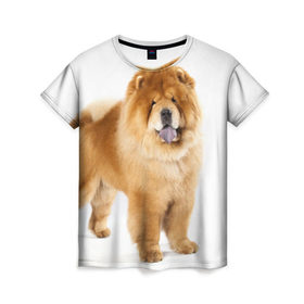 Женская футболка 3D с принтом Чау-чау в Курске, 100% полиэфир ( синтетическое хлопкоподобное полотно) | прямой крой, круглый вырез горловины, длина до линии бедер | животное | порода | собака | чау чау