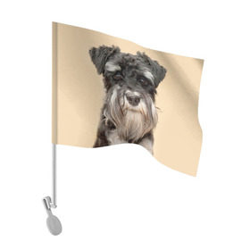 Флаг для автомобиля с принтом Цвергшнауцер в Курске, 100% полиэстер | Размер: 30*21 см | животное | порода | собака | цвергшнауцер