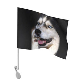 Флаг для автомобиля с принтом Хаски в Курске, 100% полиэстер | Размер: 30*21 см | животное | порода | собака | хаски