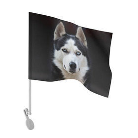 Флаг для автомобиля с принтом Хаски в Курске, 100% полиэстер | Размер: 30*21 см | бандит | животное | порода | собака | хаски | хаски бандит