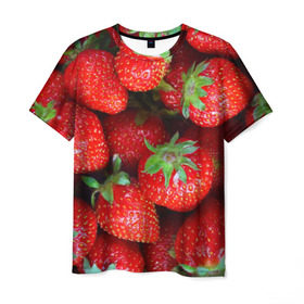 Мужская футболка 3D с принтом Клубничная в Курске, 100% полиэфир | прямой крой, круглый вырез горловины, длина до линии бедер | strawberry | vegan | vegetarian | веган | вегетарианство | йога | клубника | фитнес