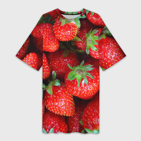 Платье-футболка 3D с принтом Клубничная в Курске,  |  | strawberry | vegan | vegetarian | веган | вегетарианство | йога | клубника | фитнес
